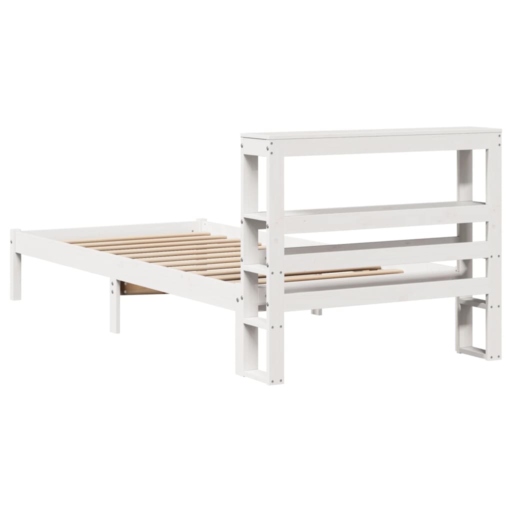 Letto senza Materasso Bianco 75x190 in Legno Massello di Pino