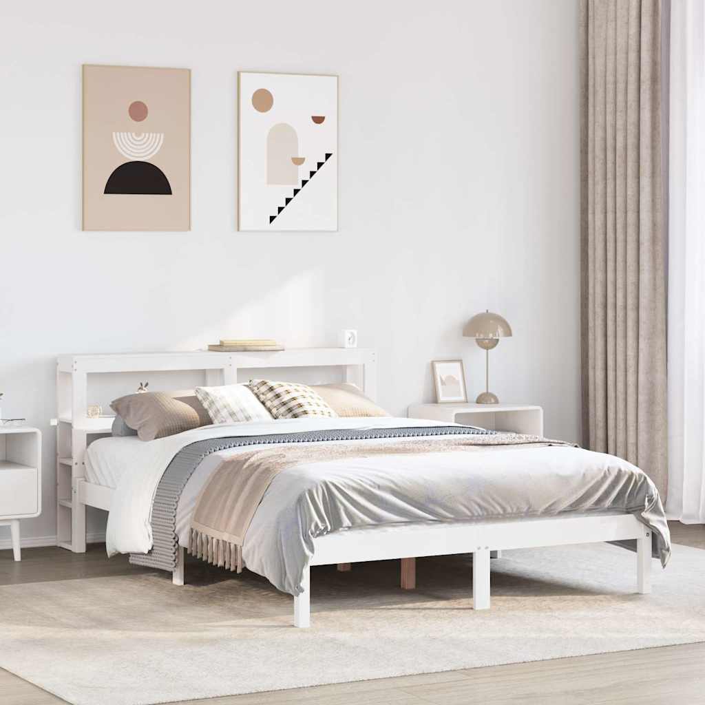 Letto senza Materasso Bianco 135x190 cm Legno Massello di Pino | homemem39