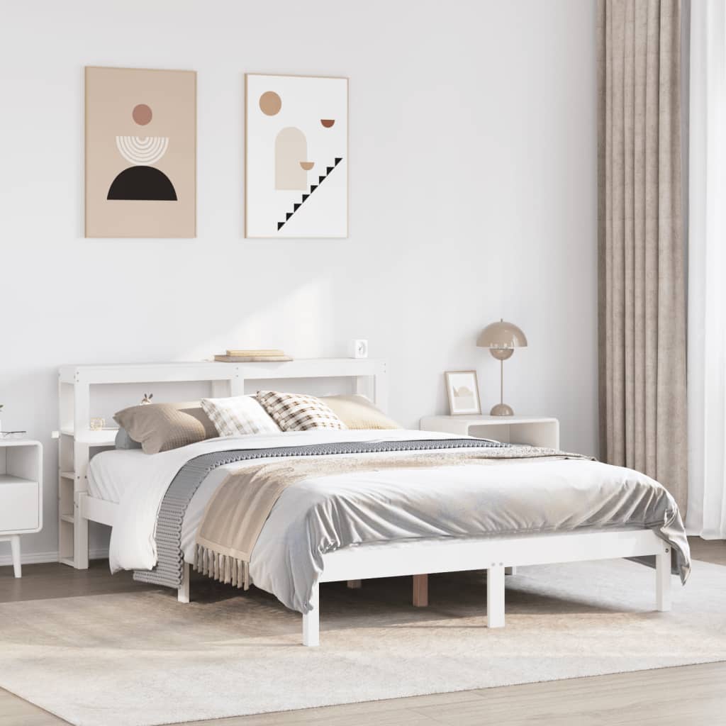 Letto senza Materasso Bianco 140x190 cm Legno Massello di Pino | homemem39