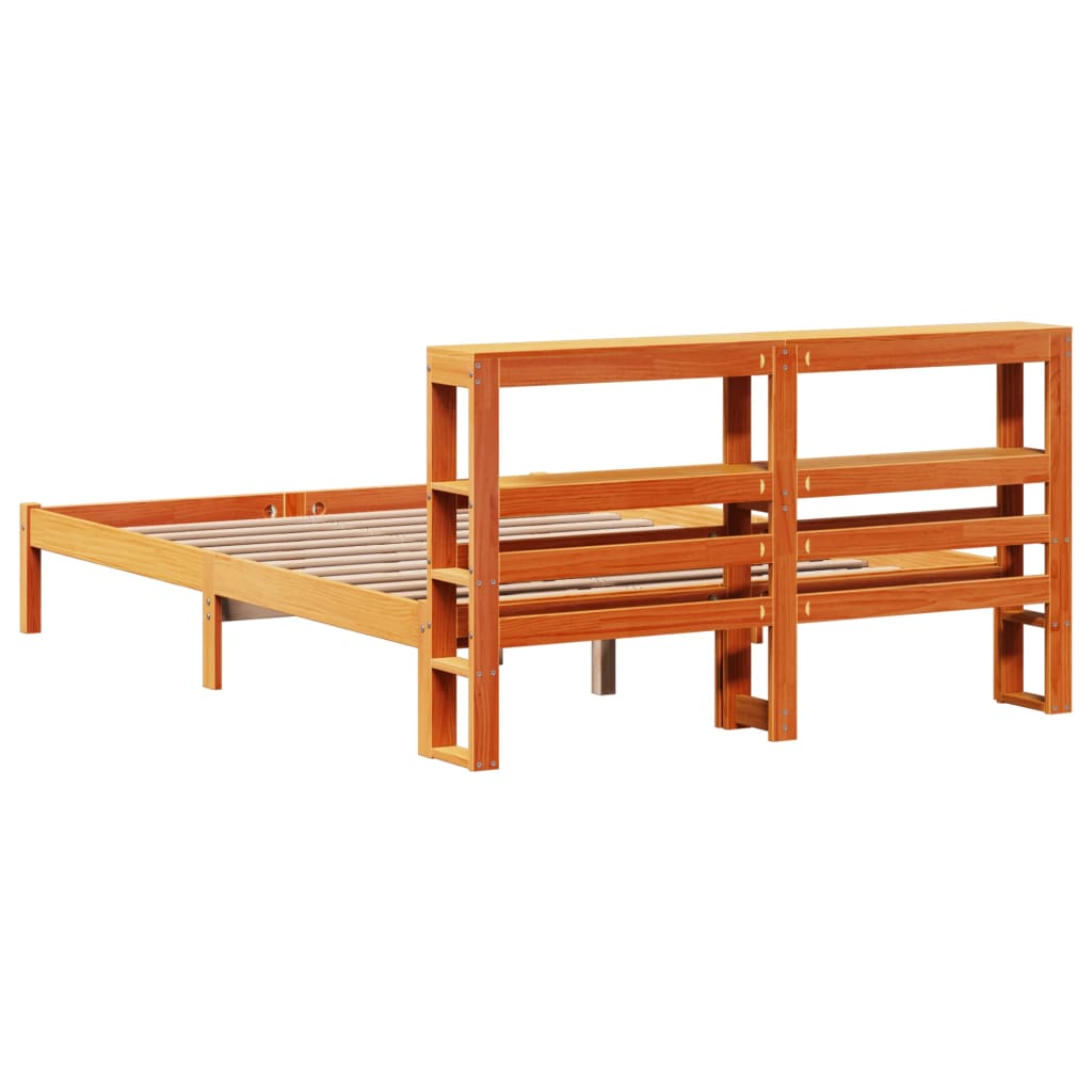 Giroletto con Testiera Marrone Cera 135x190 cm Massello Pino | homemem39