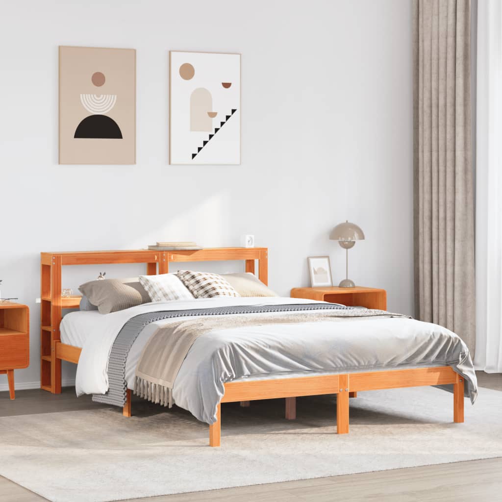 Giroletto con Testiera Marrone Cera 140x190 cm Massello Pino | homemem39