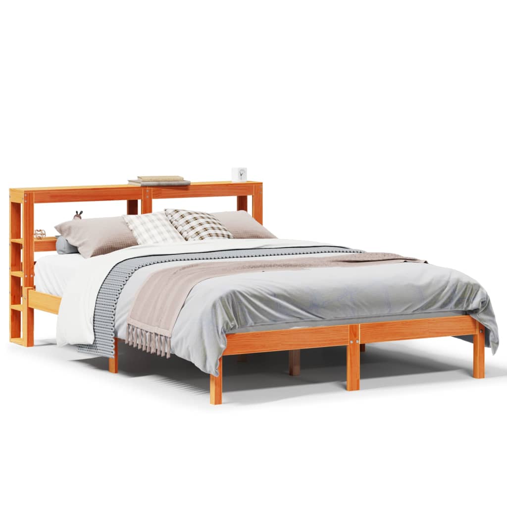 Giroletto con Testiera Marrone Cera 140x200 cm Massello Pino | homemem39