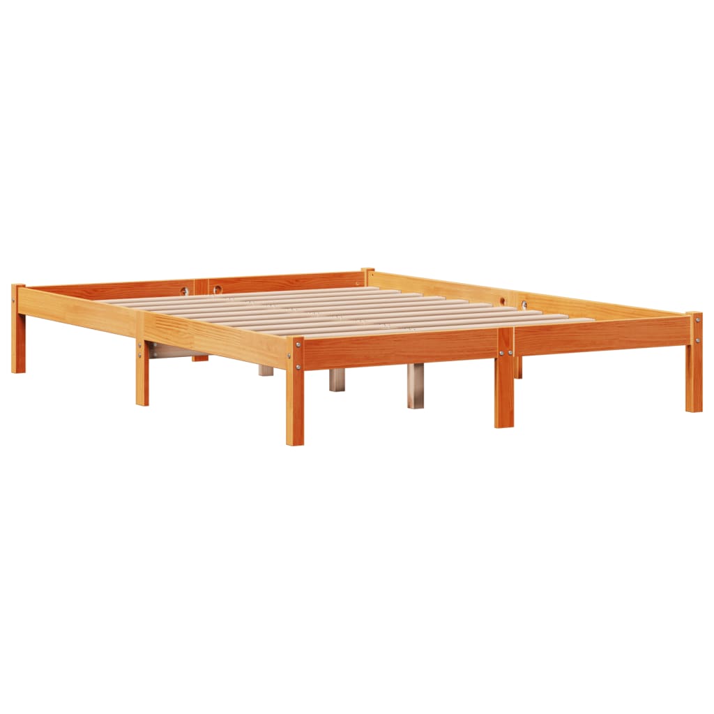 Giroletto con Testiera Marrone Cera 150x200 cm Massello Pino