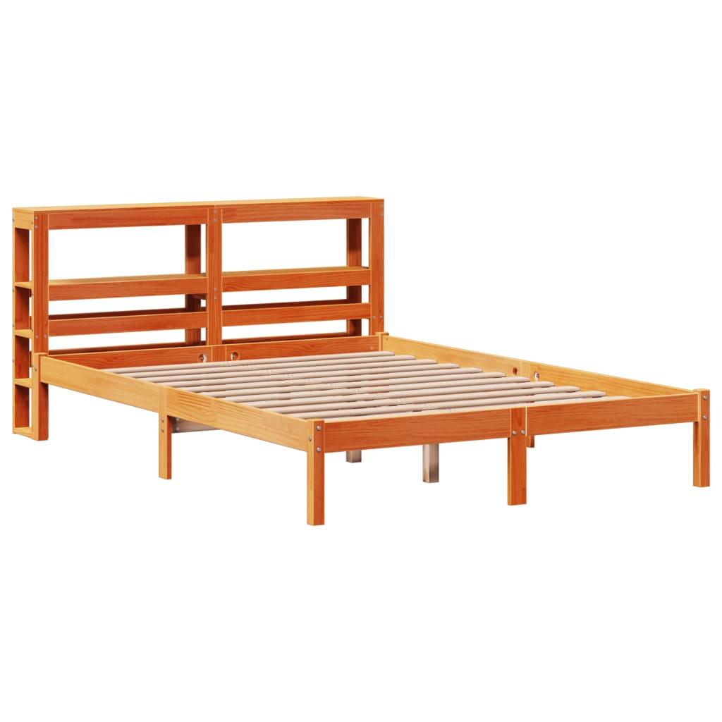 Giroletto con Testiera Marrone Cera 160x200 cm Massello Pino | homemem39