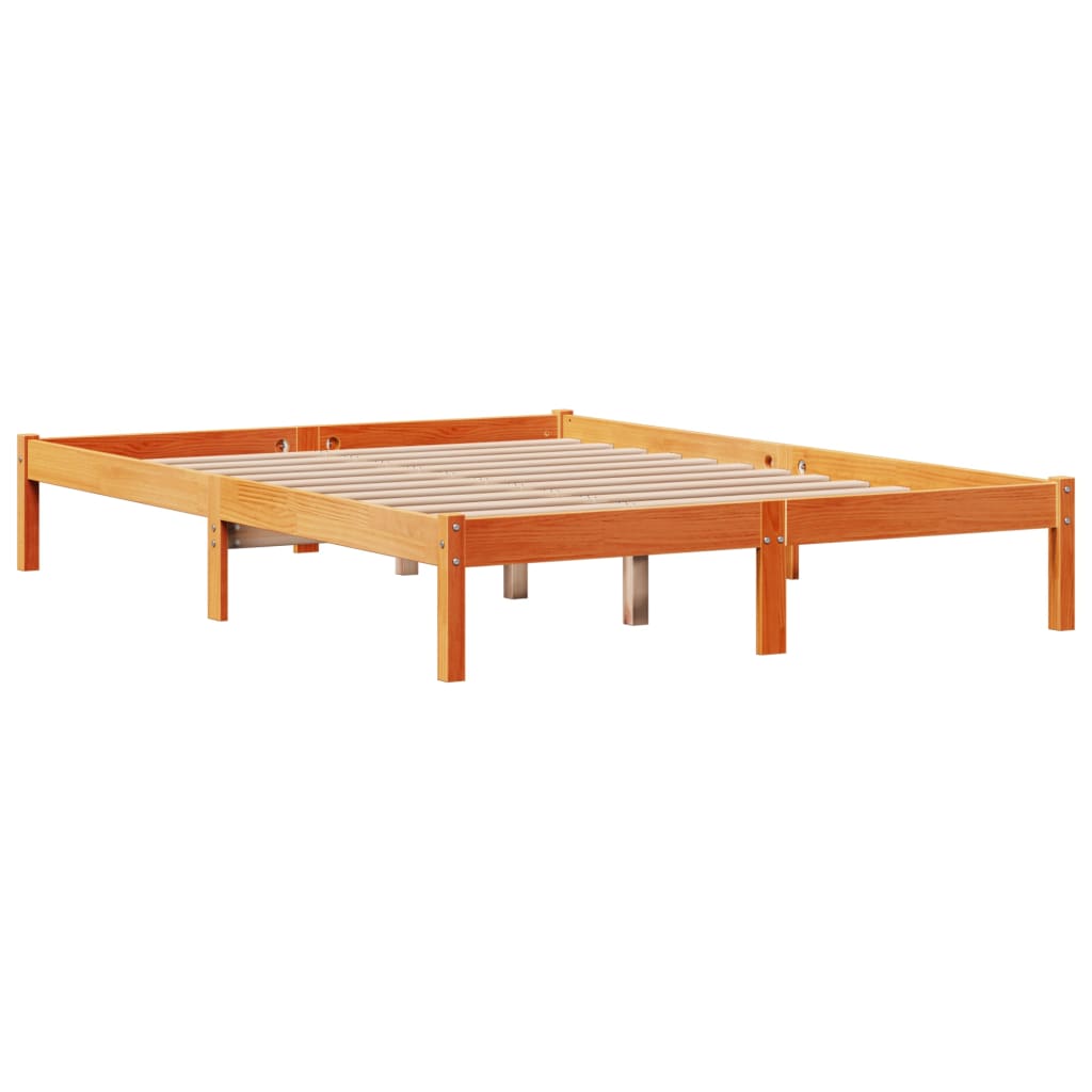Giroletto con Testiera Marrone Cera 160x200 cm Massello Pino | homemem39