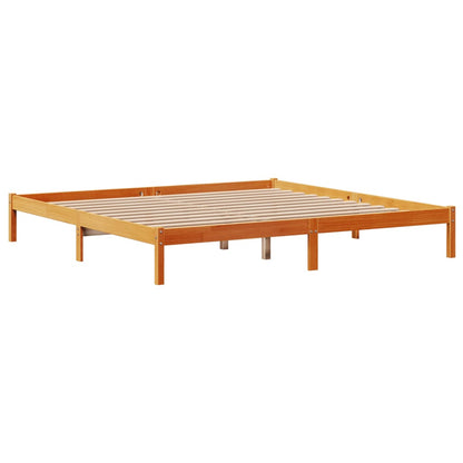 Giroletto con Testiera Marrone Cera 200x200 cm Massello Pino | homemem39