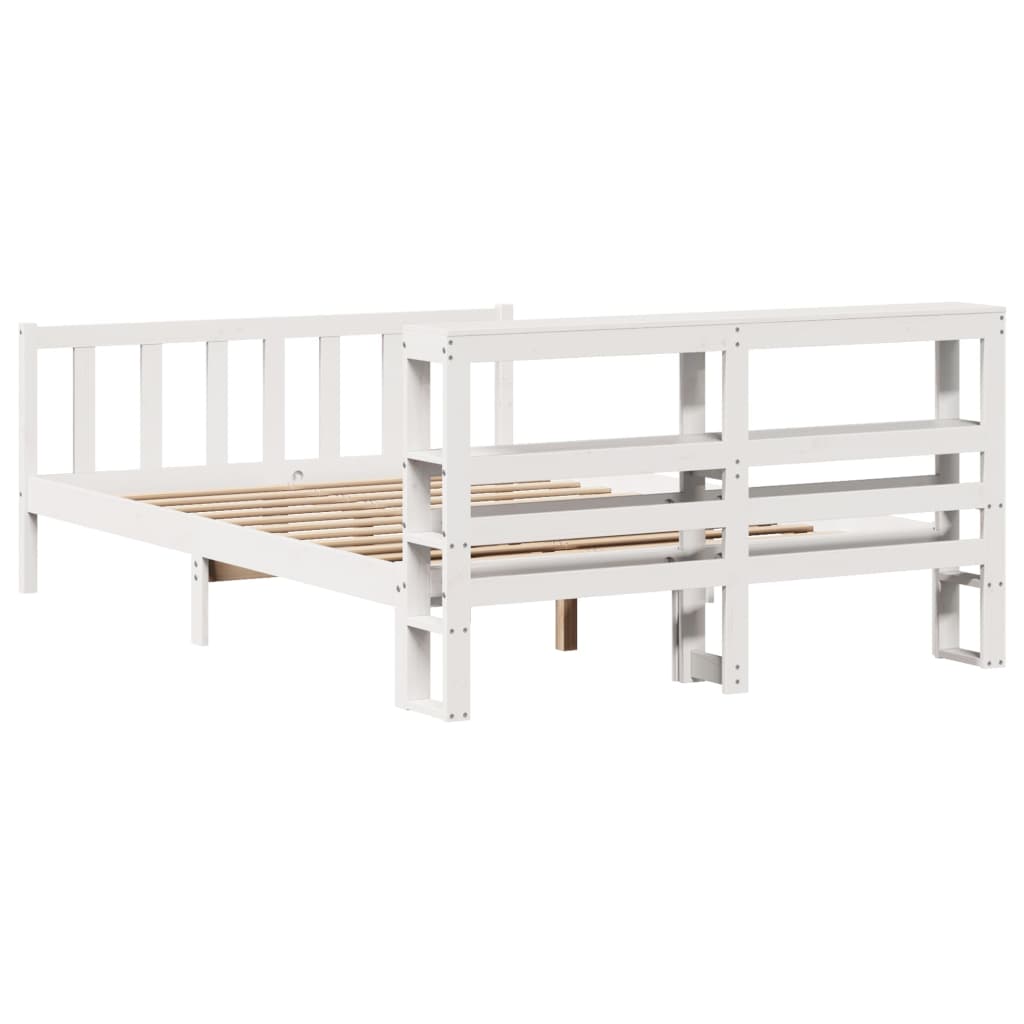 Letto senza Materasso Bianco 140x190 cm Legno Massello di Pino - homemem39