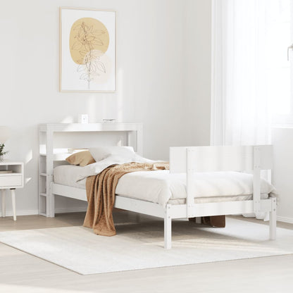 Letto senza Materasso Bianco 75x190 in Legno Massello di Pino - homemem39