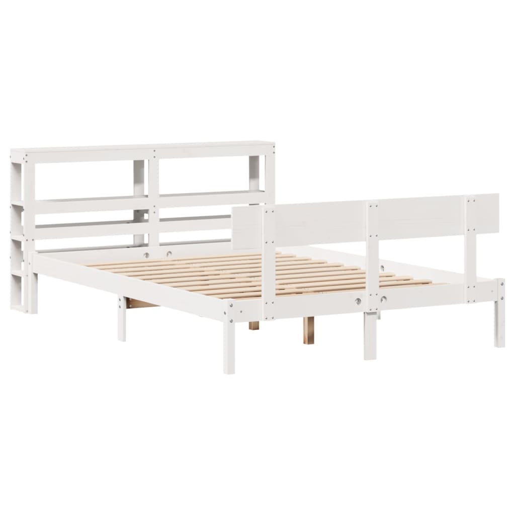Letto senza Materasso Bianco 135x190 cm Legno Massello di Pino - homemem39