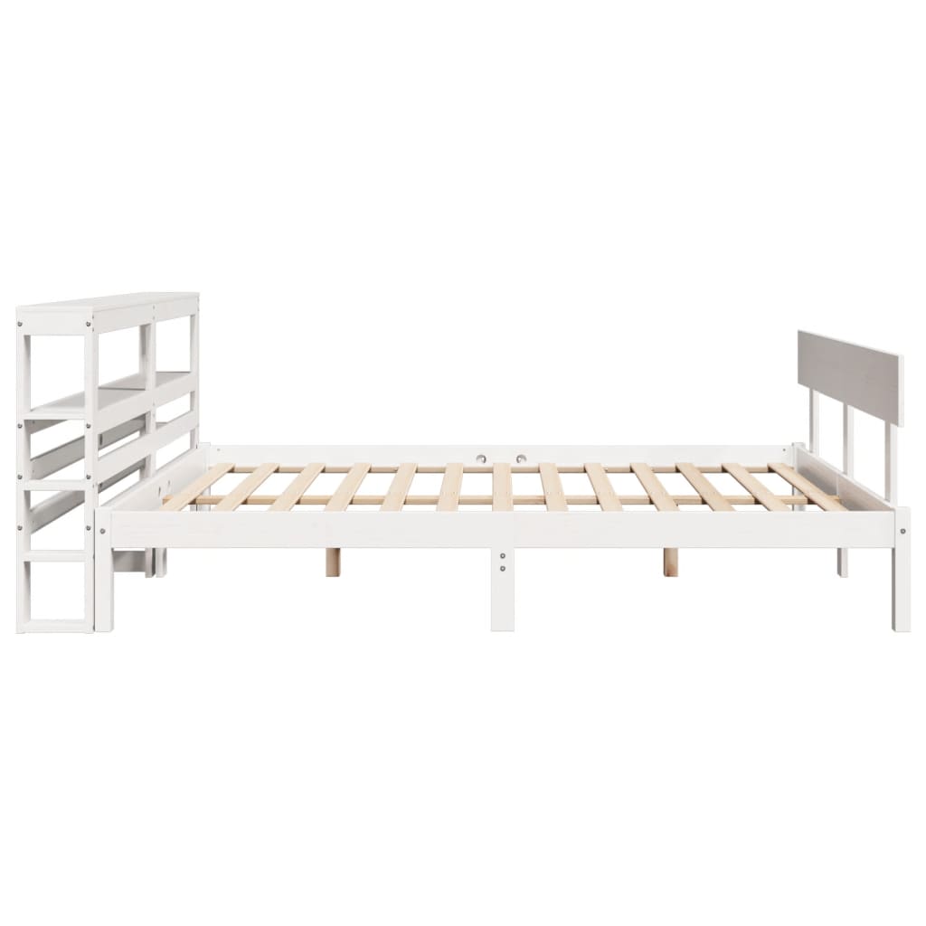 Letto senza Materasso Bianco 135x190 cm Legno Massello di Pino - homemem39