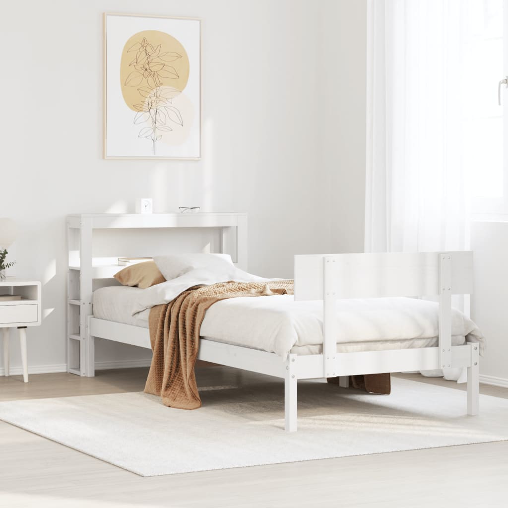 Letto senza Materasso Bianco 90x200 cm Legno Massello di Pino - homemem39