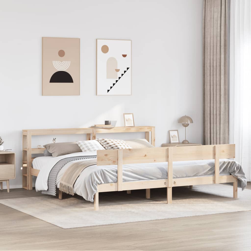 Letto senza Materasso 200x200 cm in Legno Massello di Pino - homemem39