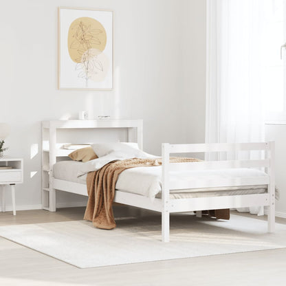 Letto senza Materasso Bianco 75x190 in Legno Massello di Pino - homemem39