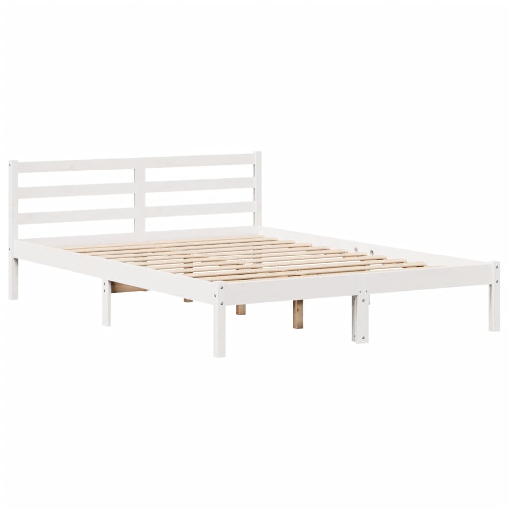 Letto senza Materasso Bianco 140x190 cm Legno Massello di Pino - homemem39
