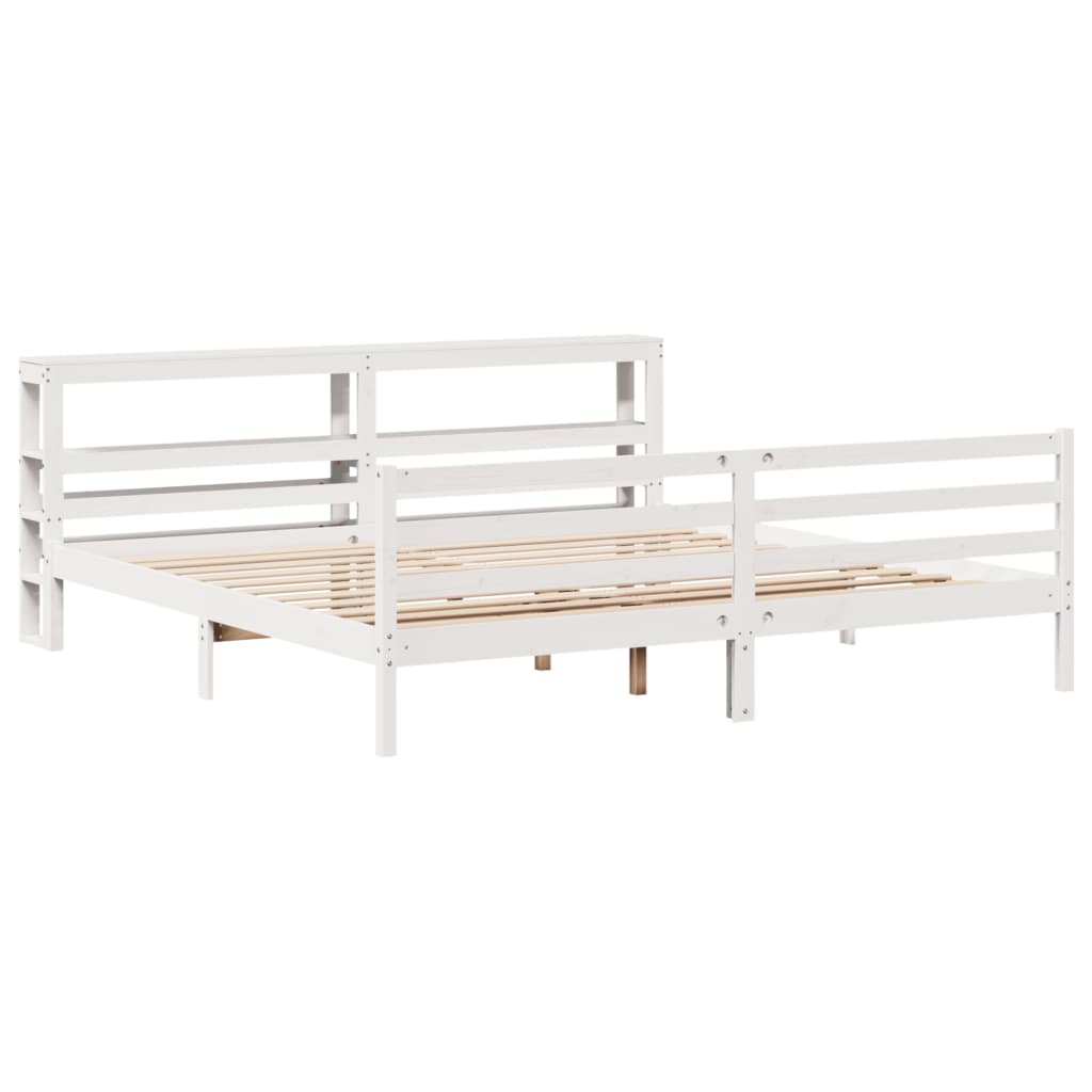 Letto senza Materasso Bianco 180x200 cm Legno Massello di Pino