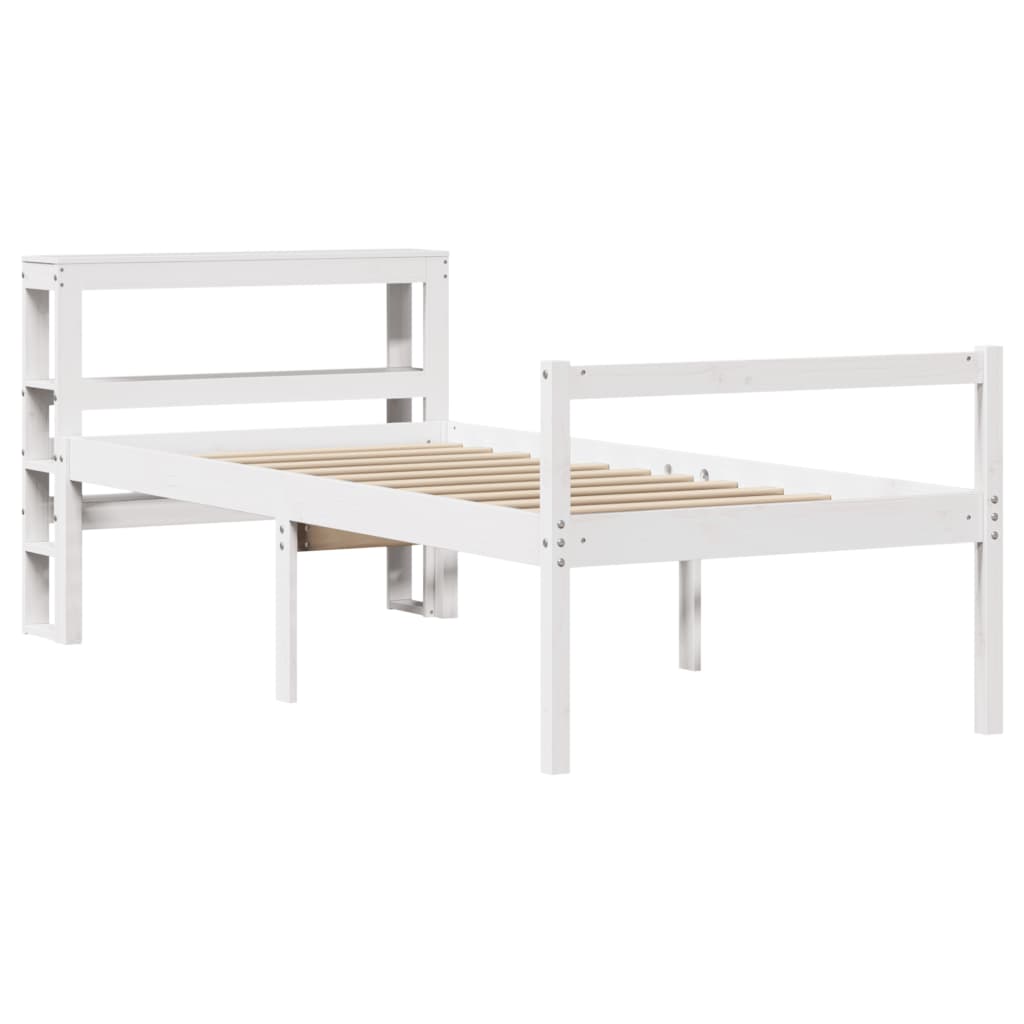 Letto Anziani con Testiera Bianco 75x190cm Legno Massello Pino