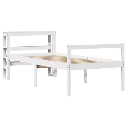 Letto Anziani con Testiera Bianco 75x190cm Legno Massello Pino