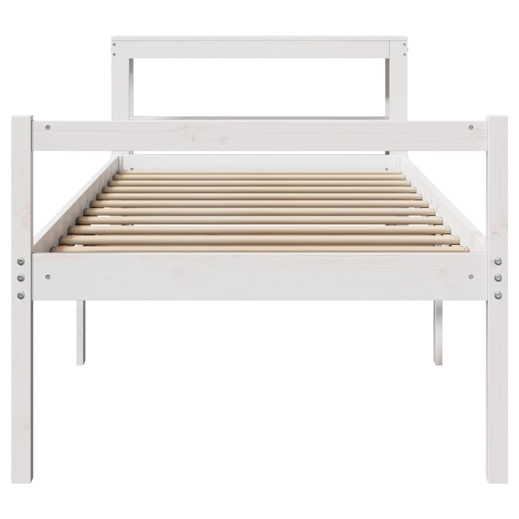 Letto Anziani con Testiera Bianco 75x190cm Legno Massello Pino | homemem39