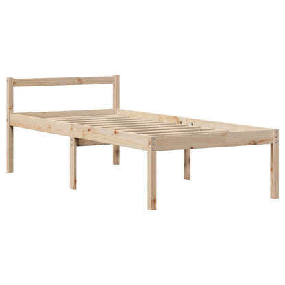 Letto per Anziani con Testiera 90x190 cm Legno Massello Pino | homemem39