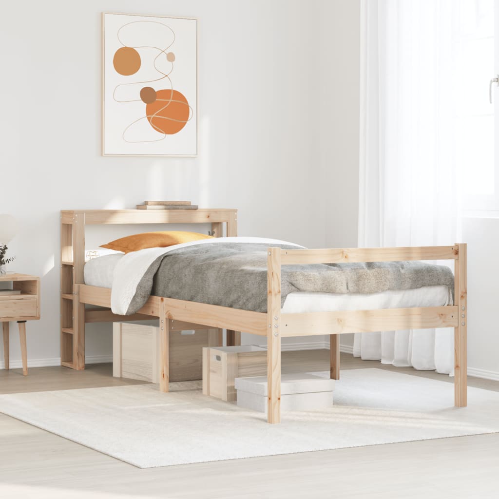 Letto per Anziani con Testiera 90x190 cm Legno Massello Pino | homemem39