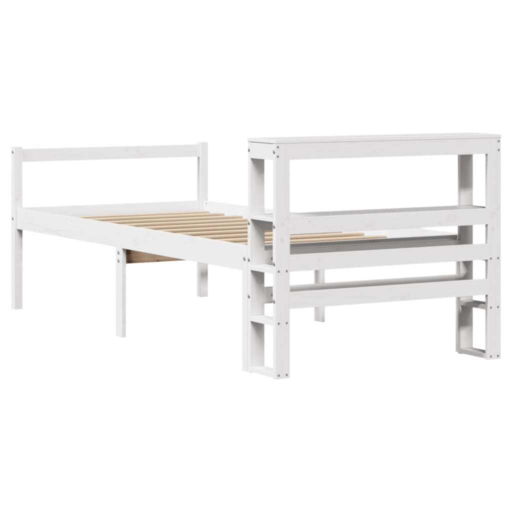 Letto Anziani con Testiera Bianco 90x190 cm Legno Massello Pino