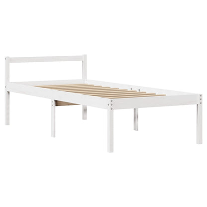 Letto Anziani con Testiera Bianco 90x190 cm Legno Massello Pino