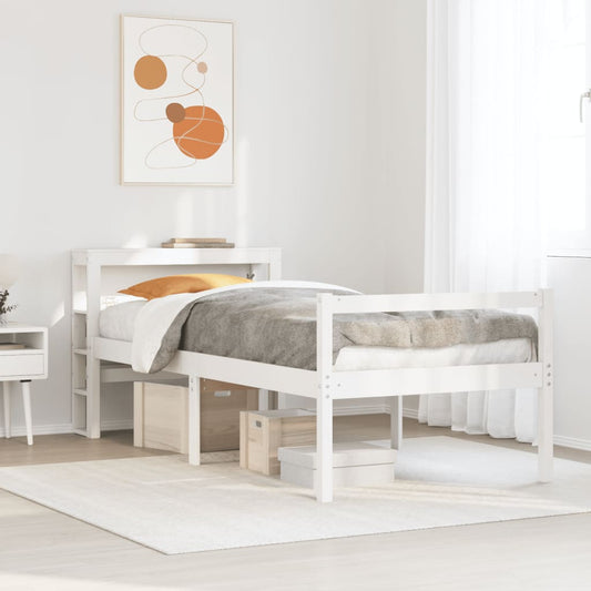 Letto Anziani con Testiera Bianco 90x190 cm Legno Massello Pino