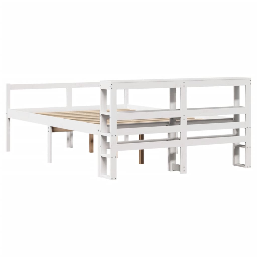 Letto Anziani con Testiera Bianco 135x190cm Legno Massello Pino - homemem39