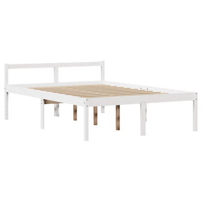 Letto Anziani con Testiera Bianco 140x190cm Legno Massello Pino