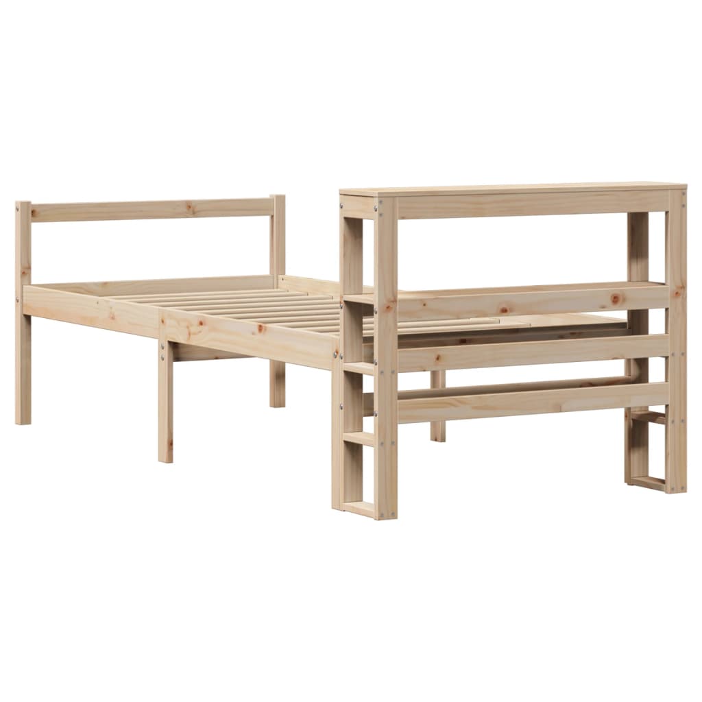 Letto per Anziani con Testiera 90x200 cm Legno Massello Pino | homemem39