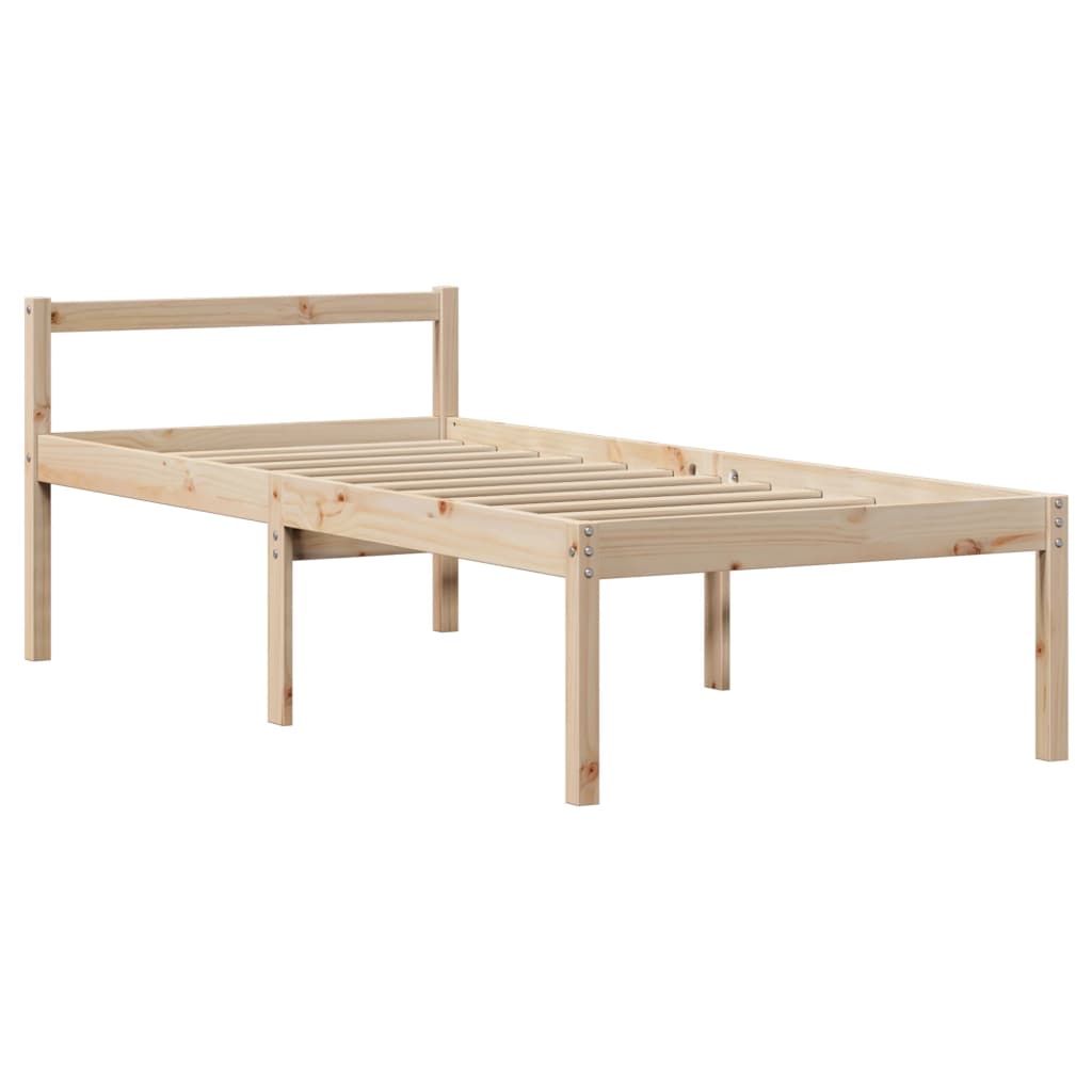 Letto per Anziani con Testiera 100x200 cm Legno Massello Pino