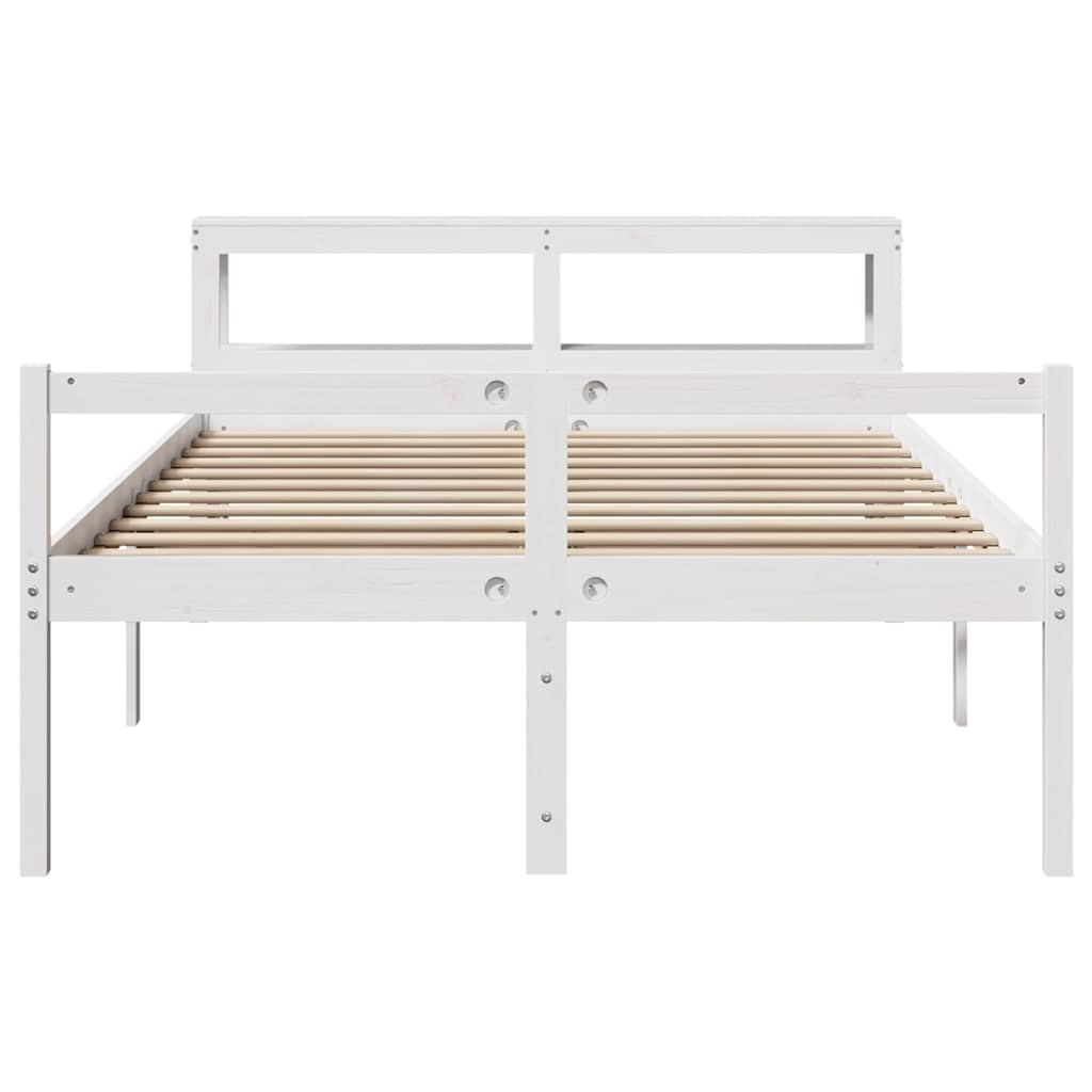 Letto Anziani con Testiera Bianco 120x200cm Legno Massello Pino | homemem39