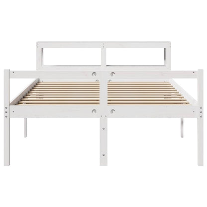 Letto Anziani con Testiera Bianco 120x200cm Legno Massello Pino | homemem39