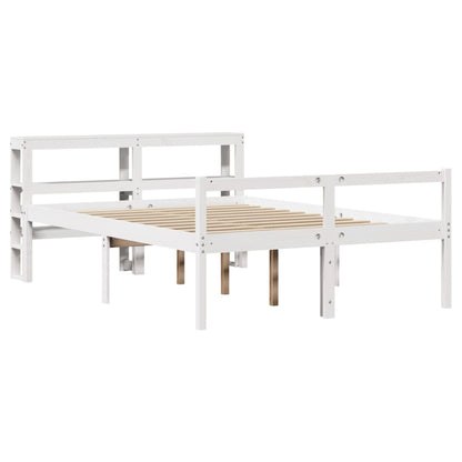 Letto Anziani con Testiera Bianco 140x200cm Legno Massello Pino