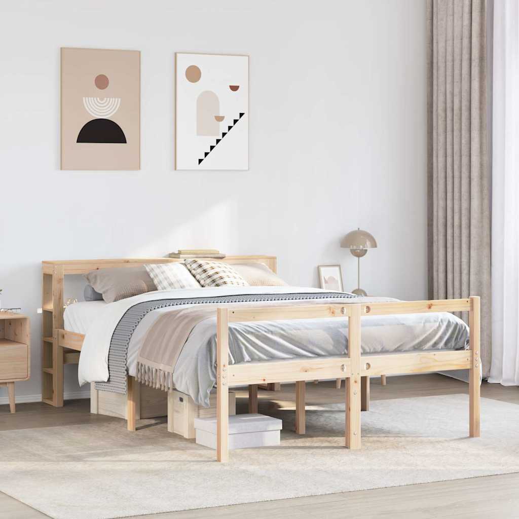 Letto per Anziani con Testiera 160x200 cm Legno Massello Pino | homemem39