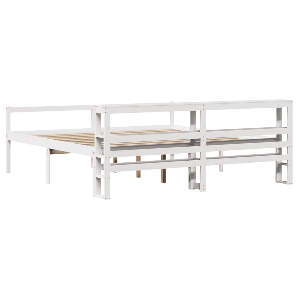 Letto Anziani con Testiera Bianco 180x200cm Legno Massello Pino