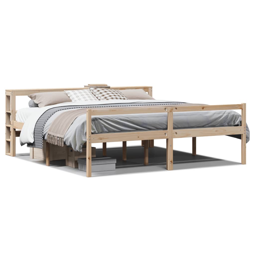 Letto per Anziani con Testiera 200x200 cm Legno Massello Pino | homemem39