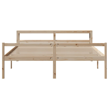 Letto per Anziani con Testiera 200x200 cm Legno Massello Pino | homemem39