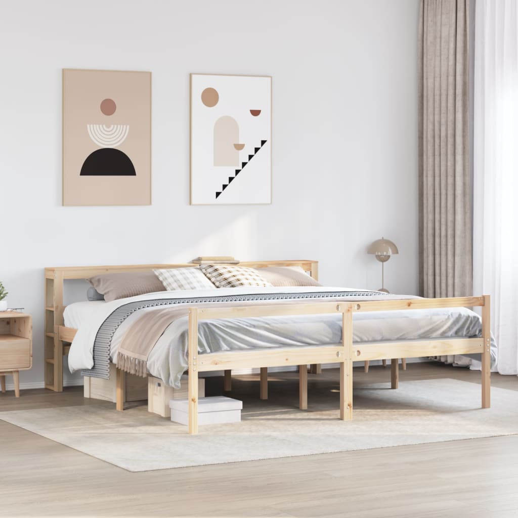 Letto per Anziani con Testiera 200x200 cm Legno Massello Pino | homemem39