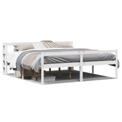 Letto Anziani con Testiera Bianco 200x200cm Legno Massello Pino