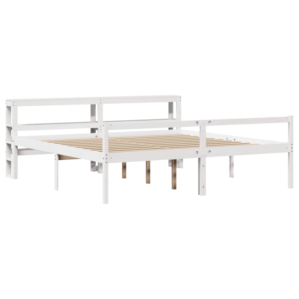 Letto Anziani con Testiera Bianco 200x200cm Legno Massello Pino