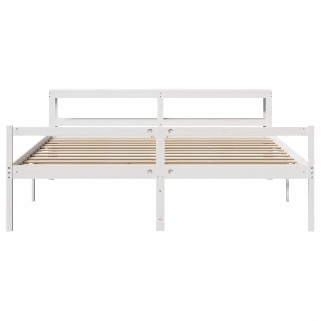 Letto Anziani con Testiera Bianco 200x200cm Legno Massello Pino | homemem39