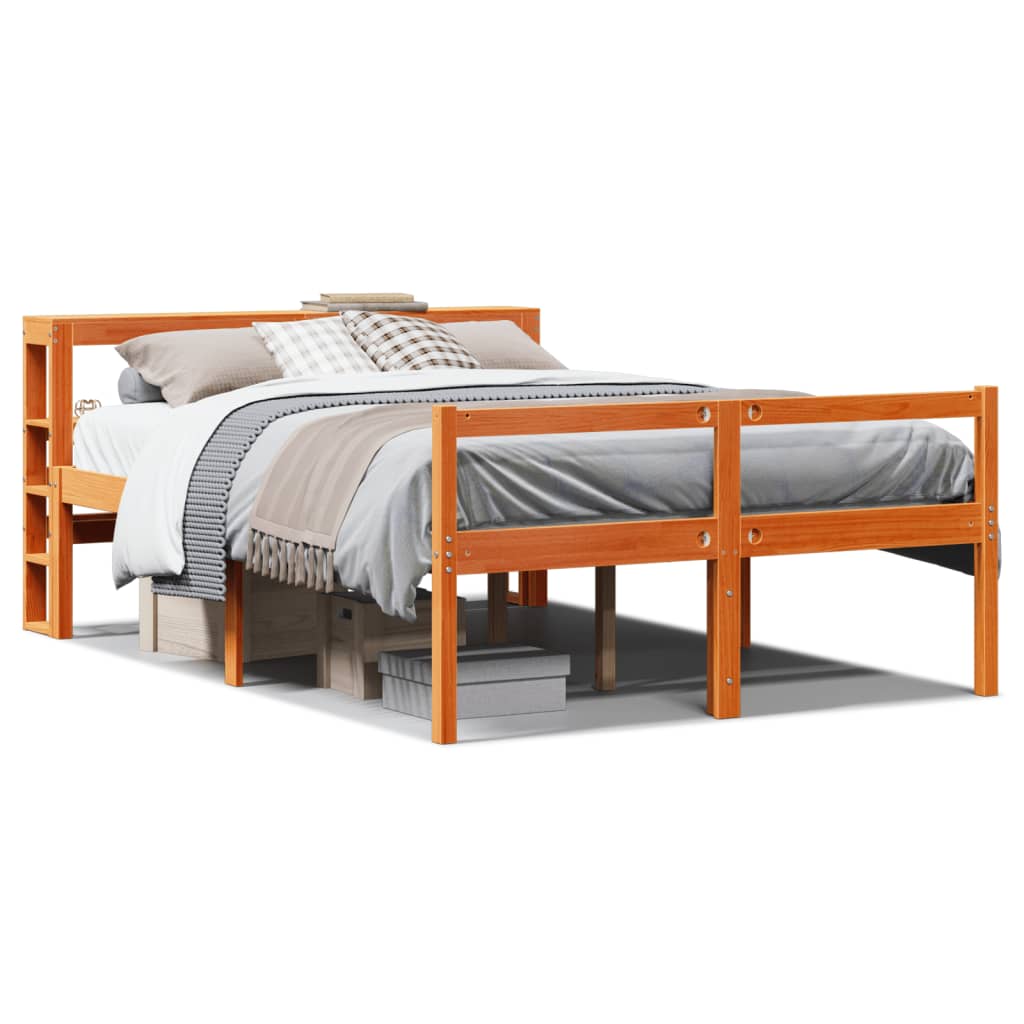 Giroletto con Testiera Marrone Cera 120x190 cm Massello Pino | homemem39