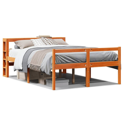 Giroletto con Testiera Marrone Cera 120x190 cm Massello Pino | homemem39