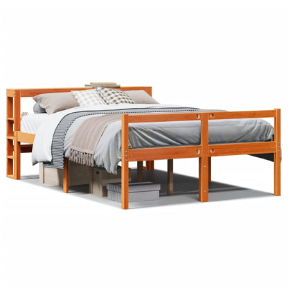 Giroletto con Testiera Marrone Cera 140x190 cm Massello Pino | homemem39