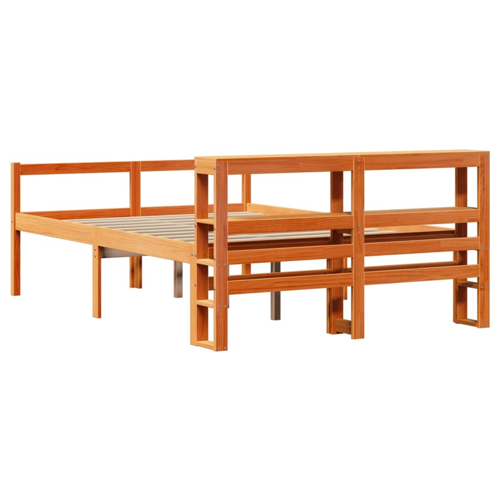Giroletto con Testiera Marrone Cera 140x190 cm Massello Pino | homemem39