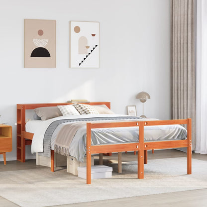 Giroletto con Testiera Marrone Cera 140x190 cm Massello Pino | homemem39