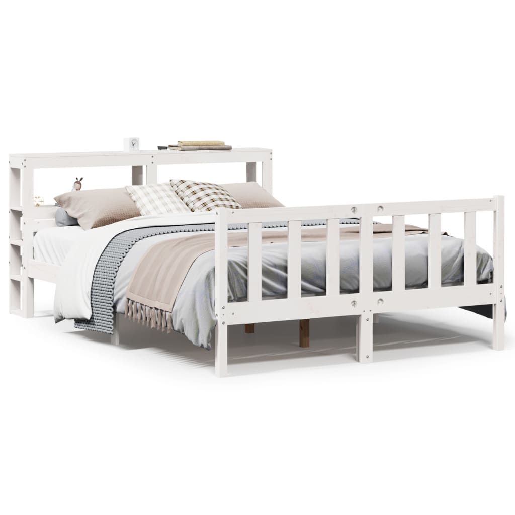 Letto senza Materasso Bianco 160x200 cm Legno Massello di Pino - homemem39