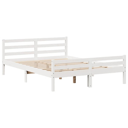 Giroletto con Testiera Bianco 135x190 cm Legno Massello di Pino - homemem39