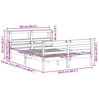 Giroletto con Testiera 160x200 cm in Legno Massello di Pino | homemem39